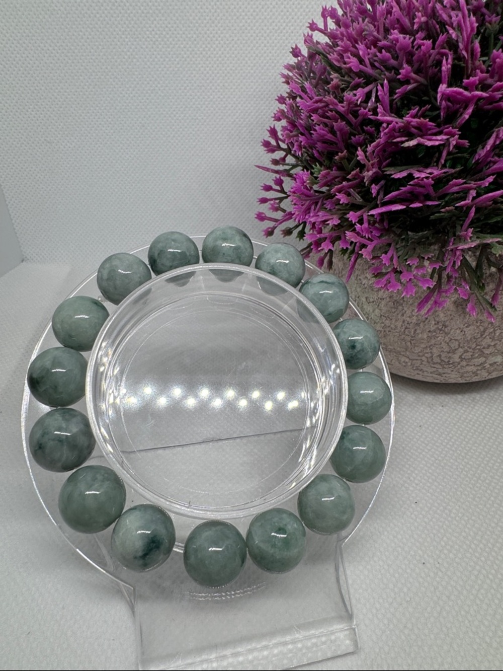 Natural Burmese Type A Jadeite Jade Bead Bracelet 12.7mm